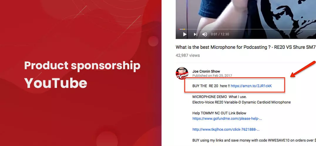 Product sponsorship YouTube